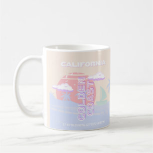 Mug Californie, Plage, Art du voyage, Preppy, Pastel