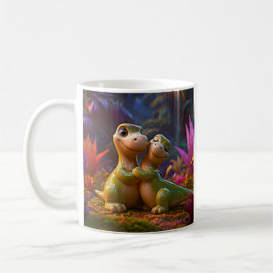 Mug Câlins de dinosaures dans une forêt magique