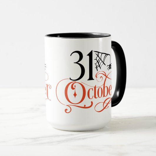 Mug Calligraphie 31 octobre Spider Hallowen (Devant droit)