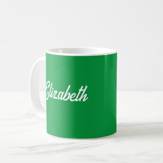 Mug Calligraphie Café Nom Kelly Green (Devant gauche)