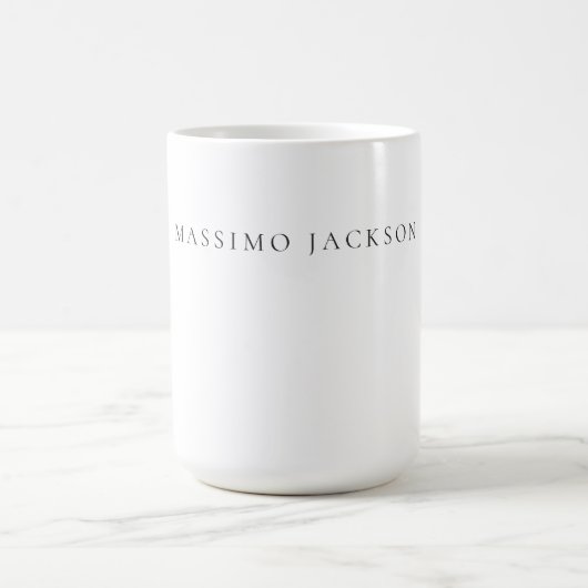Mug Calligraphie chic simple noir et blanc de nom prop (Centre)