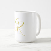 Mug Calligraphie couleur or monogramme moderne minimal (Devant droit)