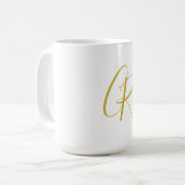 Mug Calligraphie couleur or monogramme moderne minimal (Devant gauche)