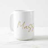 Mug Calligraphie de couleur or élégante et simple nom (Devant gauche)