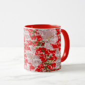 Mug Calligraphie de Noël Noms du Christ|| Rouge (Devant droit)