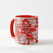 Mug Calligraphie de Noël Noms du Christ|| Rouge (Devant gauche)