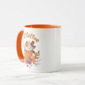 Mug calligraphie design automne automne café orange (Devant gauche)