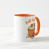 Mug calligraphie design automne automne café orange (Devant droit)