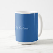 Mug Calligraphie Élégant Bleu & Blanc Simple (Devant droit)