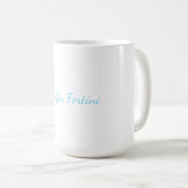 Mug Calligraphie Élégant Bleu & Blanc Simple (Devant droit)