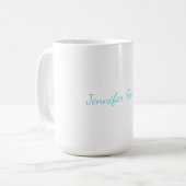 Mug Calligraphie Élégant Bleu & Blanc Simple (Devant gauche)