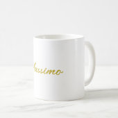 Mug Calligraphie Élégant Or Blanc Simple Nom (Devant droit)