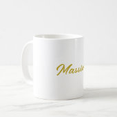 Mug Calligraphie Élégant Or Blanc Simple Nom (Devant gauche)