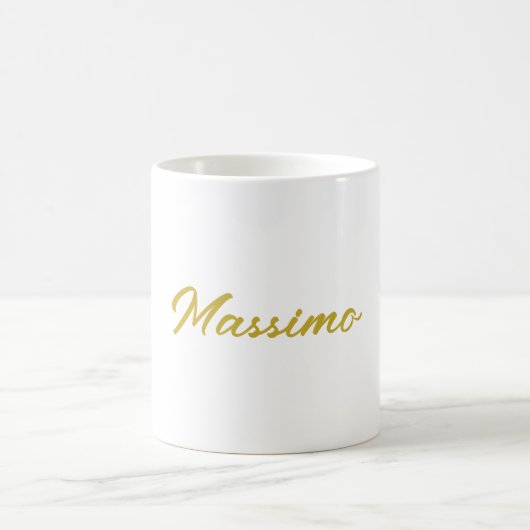 Mug Calligraphie Élégant Or Blanc Simple Nom (Centre)