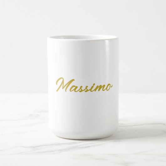 Mug Calligraphie Élégant Or Blanc Simple Nom (Centre)