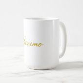 Mug Calligraphie Élégant Or Blanc Simple Nom (Devant droit)