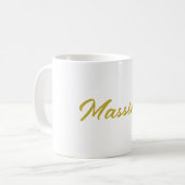 Mug Calligraphie Élégant Or Blanc Simple Nom (Devant gauche)