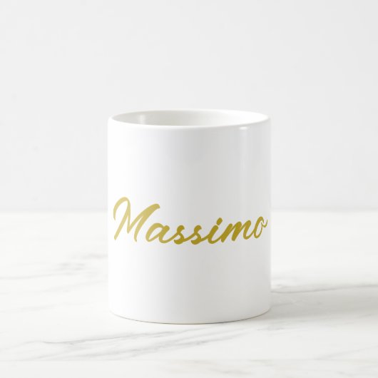 Mug Calligraphie Élégant Or Blanc Simple Nom (Centre)
