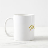 Mug Calligraphie Élégant Or Blanc Simple Nom (Gauche)