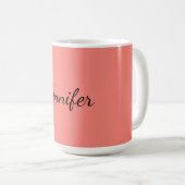Mug Calligraphie Élégant Rose Corail Simple Nom (Devant droit)
