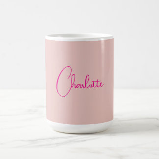 Mug Calligraphie Élégant Rose Or Plaine Nom simple