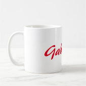 Mug Calligraphie Élégant Rouge Blanc Plaine Nom simple (Gauche)