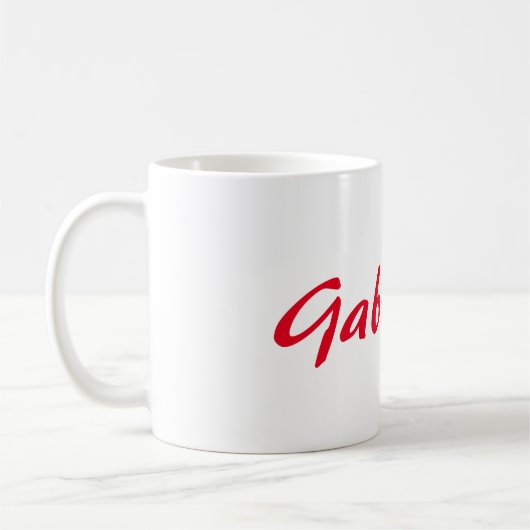 Mug Calligraphie Élégant Rouge Blanc Plaine Nom simple (Gauche)