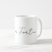 Mug Calligraphie Élégante Noir & Blanc Plaine Simple (Devant droit)