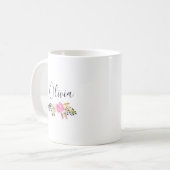Mug Calligraphie florale moderne nom (Devant gauche)