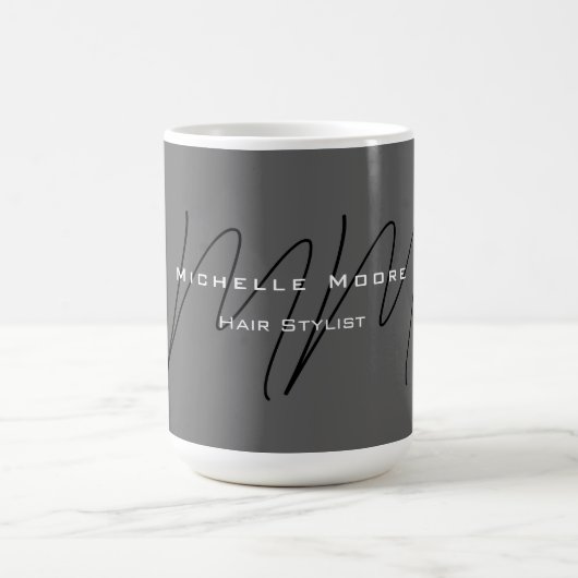 Mug Calligraphie gris-noir monogramme (Centre)