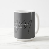 Mug Calligraphie gris-noir monogramme (Devant droit)