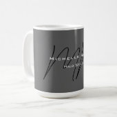 Mug Calligraphie gris-noir monogramme (Devant gauche)