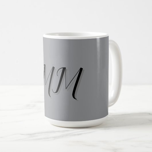 Mug Calligraphie gris-noir monogramme (Devant droit)