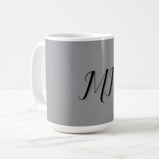 Mug Calligraphie gris-noir monogramme (Devant gauche)