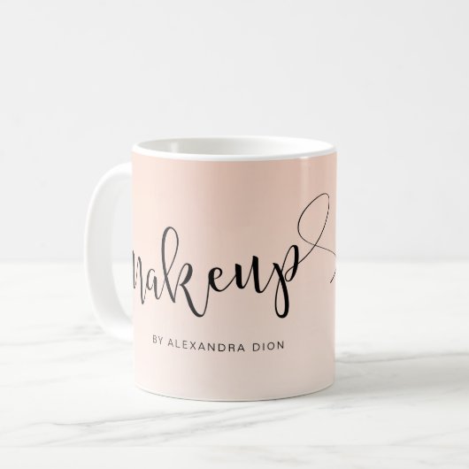 Mug Calligraphie manuscrite simple rose vif (Devant gauche)