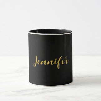 Mug Calligraphie minimaliste moderne Nom Black Gold
