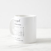 Mug Calligraphie moderne calendrier non photo Fiançail (Devant gauche)
