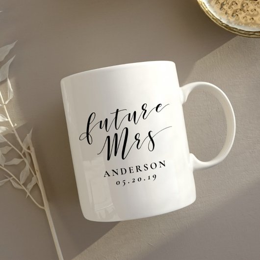Mug Calligraphie Moderne Future Mme Cadeau de Fiançail
