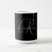 Mug Calligraphie Monogramme Nom Black Grey Cadeau pers (Centre)