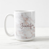 Mug Calligraphie Nom du script Rose Gold Marble Modèle (Gauche)