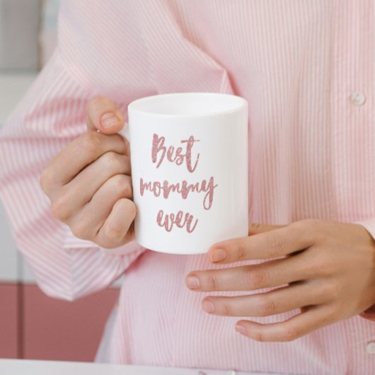 Mug Calligraphie Parties scintillant rose Meilleure ma