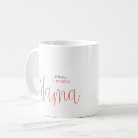 Mug Calligraphie rose Script Mama Lettrer les noms des (Devant gauche)