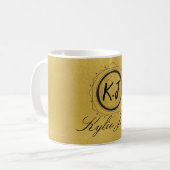 Mug Calligraphie script élégante or et noir unique (Devant gauche)