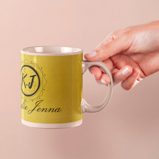 Mug Calligraphie script élégante or et noir unique