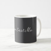 Mug Calligraphie Simple Gris Nom Professionnel (Devant droit)