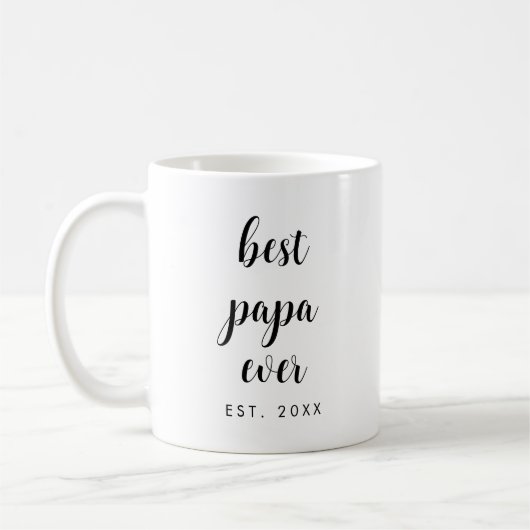 Mug Calligraphie simple personnalisée Meilleur Papa ja (Gauche)