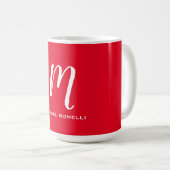 Mug Calligraphie stylisé blanc rouge monogramme votre (Devant droit)