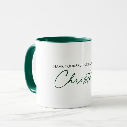 Mug Calligraphie Stylo à encre verte minimaliste Noël (Devant gauche)