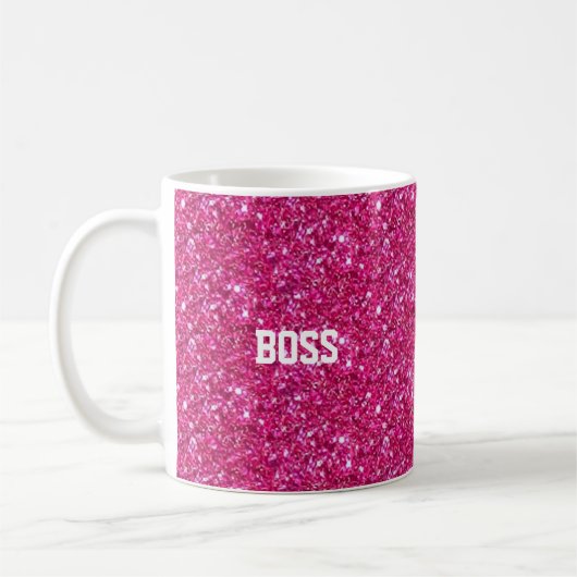 Mug Calligraphie sur fond rose scintillant (Gauche)