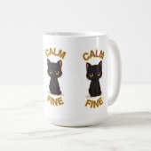 Mug **Calm Fine Cat – Black & Gold Minimal Cat Art** (Devant droit)